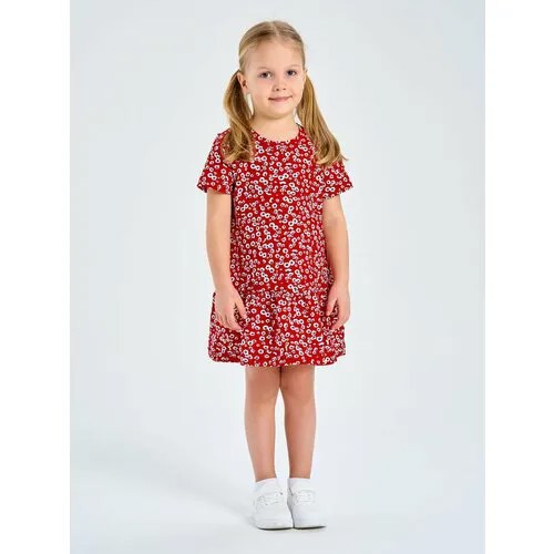 Платье Веселый Малыш, размер 110, красный, белый