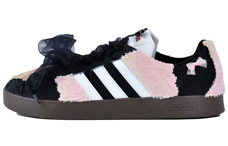 Кроссовки adidas neo Vl Court Skateboarding Shoes Unisex Low-top Black/White/Pink, черный/розовый