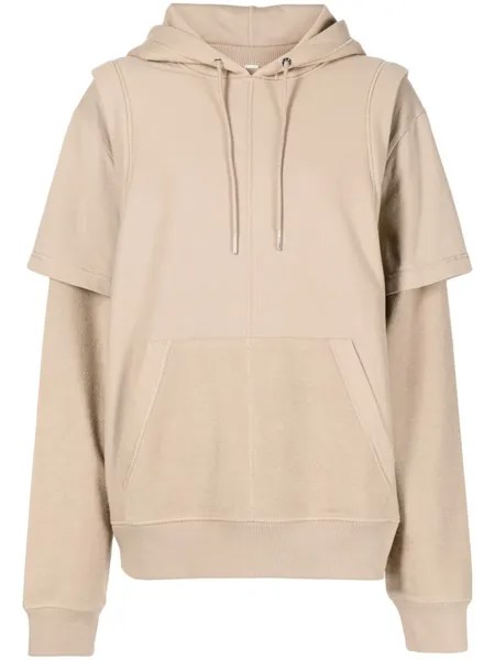 Dion Lee многослойное худи с кулиской, коричневый
