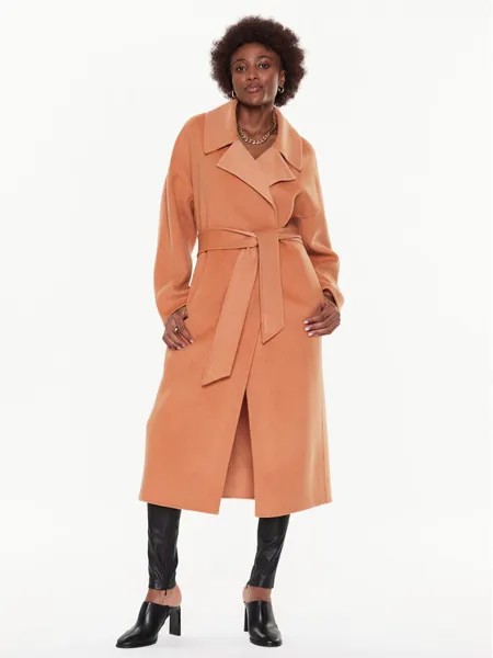 Шерстяное пальто оверсайз Calvin Klein, оранжевый