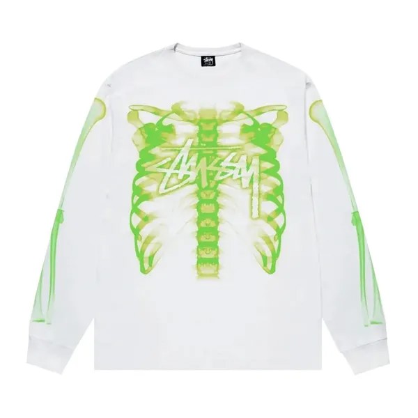 Футболка Stussy Rib Cage 3M Long-Sleeve Tee, белый