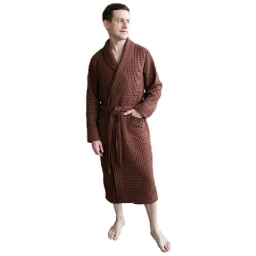 Халат BIO-TEXTILES, длинный рукав, карманы, размер 44-46, коричневый
