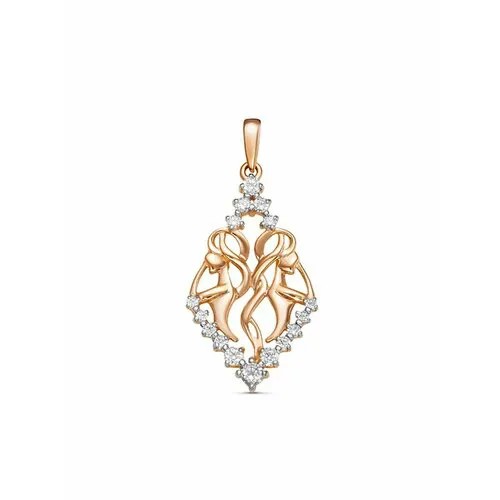 Подвеска GOLD CENTER, красное золото, 585 проба, фианит