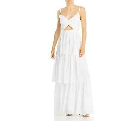 Аква женское белое многоуровневое вечернее платье с вырезами 4 BHFO 3541