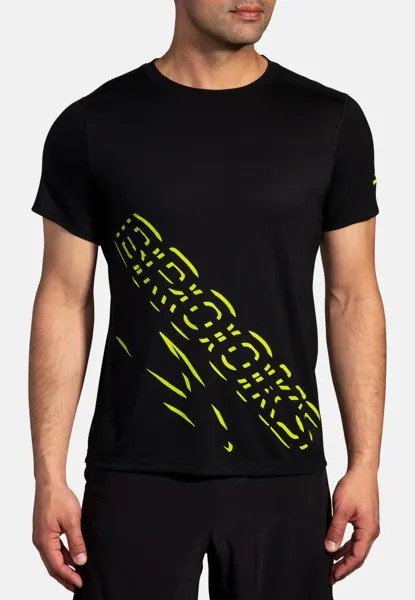 Спортивная футболка Distance Short Sleeve Brooks, цвет black br logo