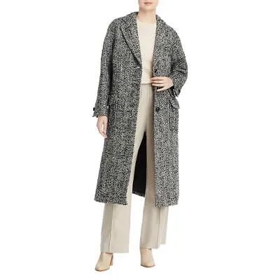 Женское длинное тяжелое пальто из твида черного цвета слоновой кости Tory Burch 12 BHFO 6610