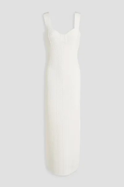 Платье макси в рубчик с повязкой Hervé Léger, белый