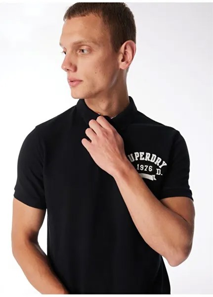 Черная мужская футболка-поло с принтом M1110349A02A_APPLIQUE CLASSIC FIT P Superdry, черный