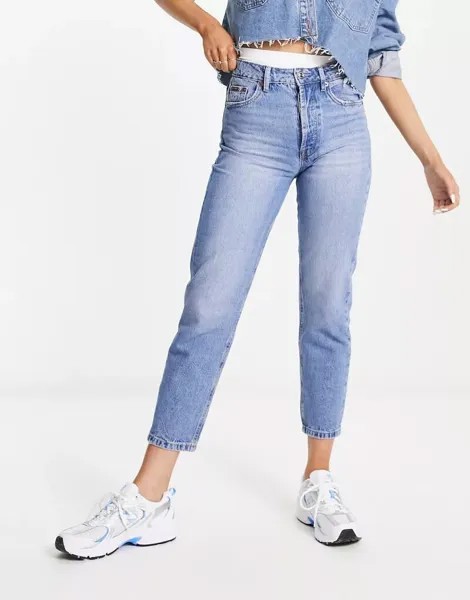 Однотонные джинсы Mom Stradivarius средней стирки