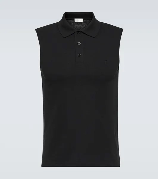 Рубашка-Поло из хлопкового пике Saint Laurent, черный