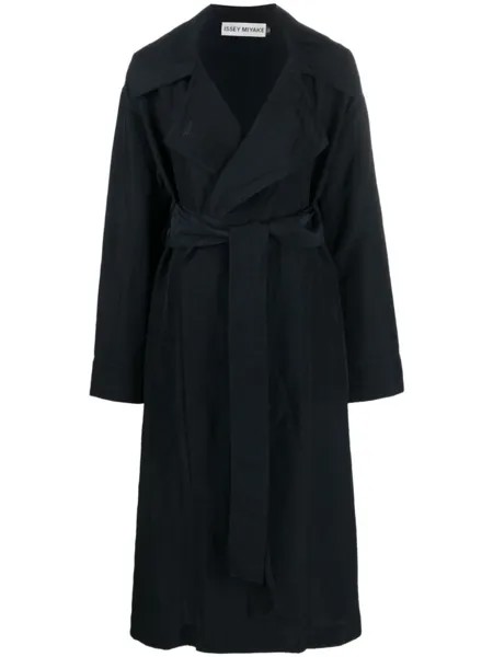 Issey Miyake однобортное пальто с поясом, синий