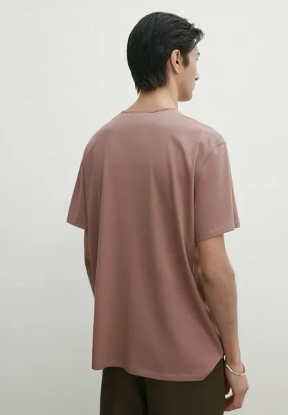 Футболка базовая Short Sleeve Massimo Dutti, розовая