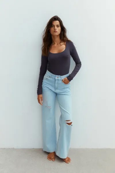 Боди с длинными рукавами H&M, серый