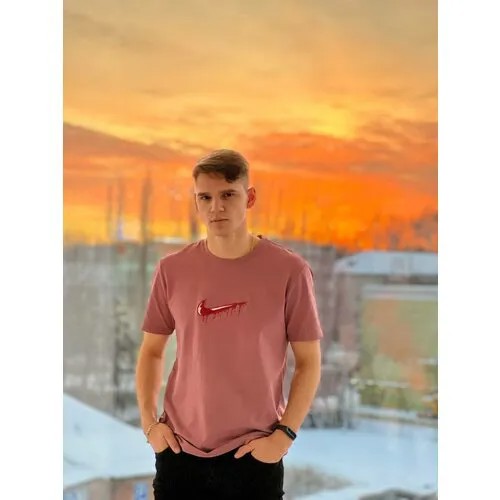 Футболка, размер L, коралловый, красный