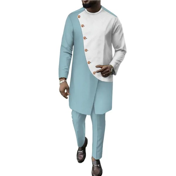 Африканская Мужская одежда, бриджи для мужчин, Длинные куртки и брюки, комплект из 2 предметов, официальные наряды, свадебная Анкара, базин, б...