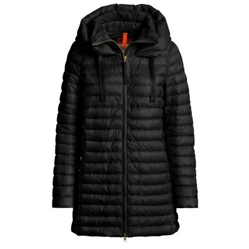 Пуховик Parajumpers, удлиненный, силуэт прямой, размер 44, черный