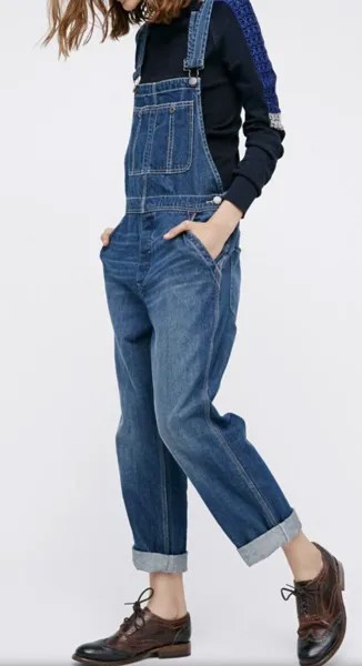 Джинсовый комбинезон Free People Boyfriend Свободные джинсовые шорты с регулируемыми бретелями 28 NWT