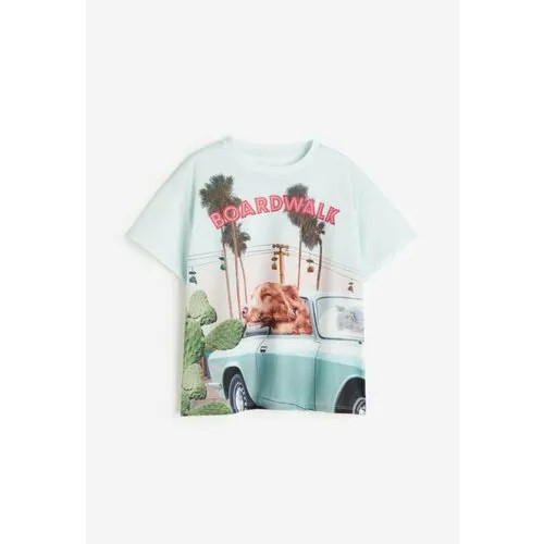 Футболка H&M, оверсайз, вязаная, размер 158/164 (12-14 лет), бирюзовый, голубой