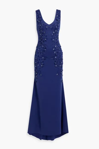 Платье для подводного плавания с кристаллами, вырезанным лазером Badgley Mischka, индиго
