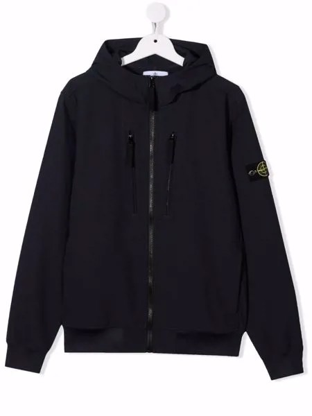 Stone Island Junior худи на молнии с нашивкой-логотипом