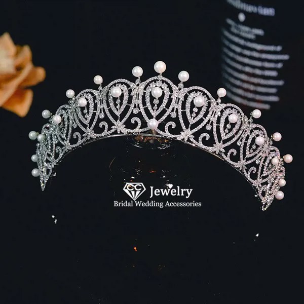CC свадебная корона диадема тиара Bling обручальные аксессуары для волос для женщин Свадебные модные украшения Элегантный тонкий головной убо...