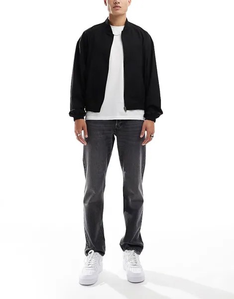 Jack & Jones – Chris – жесткие джинсы прямого кроя выстиранного черного цвета