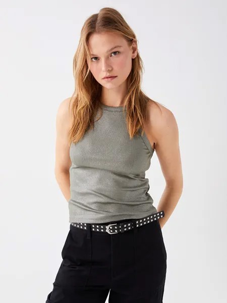 Женские однотонные спортивные штаны с круглым вырезом LCW Casual, светло-зеленый