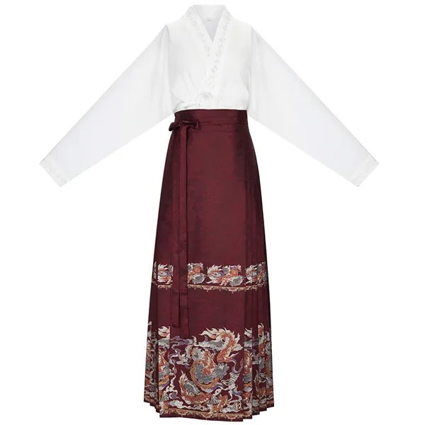 Ткацкий отдел Женский китайский костюм Хань Weaving Department, цвет Black versatile shirt + blue horse face skirt