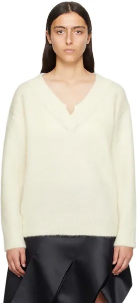 Бело-белый свитер с v-образным вырезом We11done