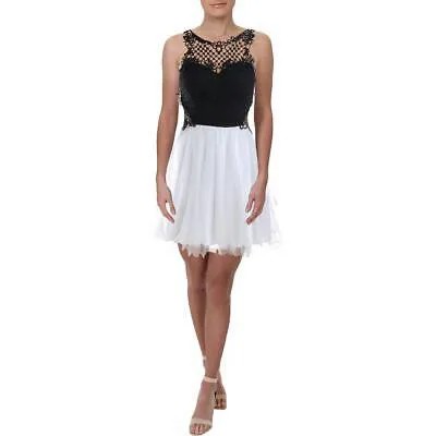 Коктейльное платье City Studio Womens B/W Metallic Lace Trim Juniors 11 BHFO 2116