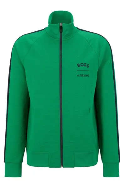 Толстовка Hugo Boss X Ajbxng Relaxed-fit Zip-up With All-over Monograms, зеленый