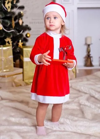 Дашенька Комплект новогодний с бантом для девочки (платье, колпачок)