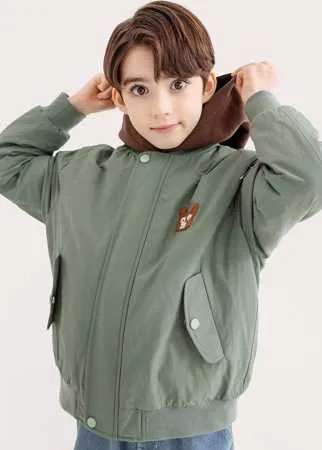 Для мальчиков Утепленная куртка с текстовым и мультипликационным принтом с капюшоном 2 в 1