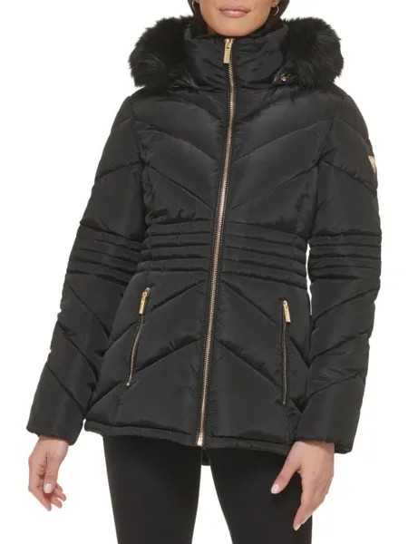 Пуховик с отделкой из искусственного меха и подкладкой с капюшоном Guess Black