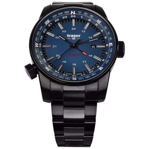 Часы Traser P68 Pathfinder GMT Blue, стальной браслет, 109524