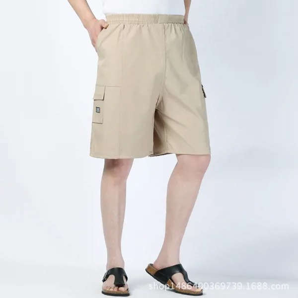 Мужские повседневные шорты с несколькими карманами свободные укороченные брюки с эластичной лентой