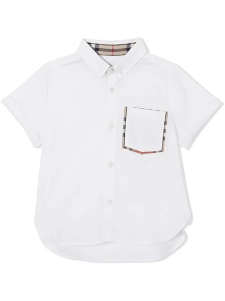 Burberry Kids рубашка с клетчатой нашивкой Vintage Check
