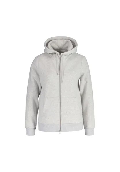 Толстовка женская - REGULAR TONAL SHIELD ZIP HOODIE, капюшон, логотип, одноцветное изделие GANT, серый