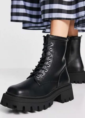 Черные ботинки на шнуровке с квадратным носком ASOS DESIGN Avid-Черный