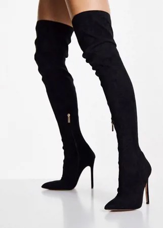 Черные ботфорты на каблуках ASOS DESIGN Koko-Черный цвет