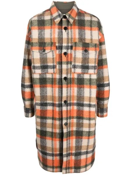 Marant plaid-check long coat, нейтральный цвет