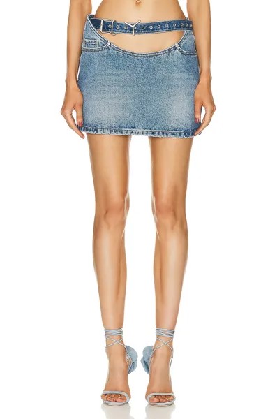 Юбка Y/Project Y Belt Arc Denim Mini, цвет Faded Blue