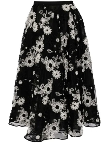 Giambattista Valli юбка А-силуэта с вышивкой, черный
