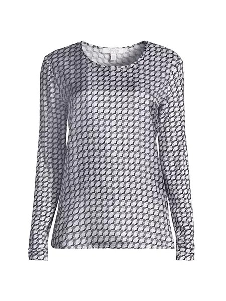Шелковый топ с геометрическим узором спереди Max Mara Leisure, серый
