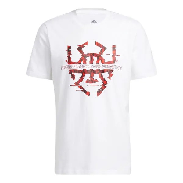 Футболка Adidas Basketball Series Spida Logo Printing Sports Short Sleeve White T-Shirt, Белый