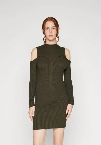 Платье из джерси COLD SHOULDER BODICE NECKLINE MINI BODZCON DRESS  Even&Odd, хаки