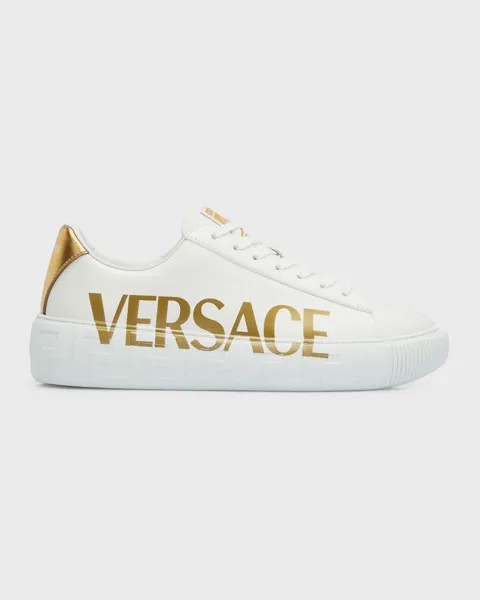 Мужские кожаные низкие кеды с логотипом Versace