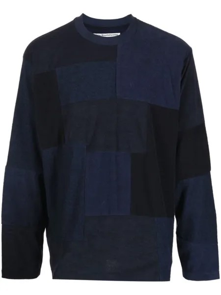 White Mountaineering джемпер свободного кроя со вставками, синий