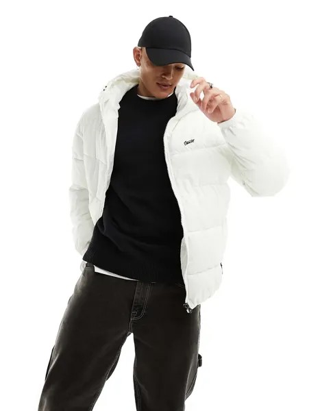 Белая куртка-пуховик с капюшоном Pull&Bear