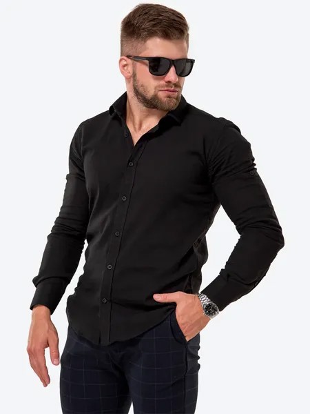 Рубашка мужская HappyFox HFCL1004 черная 56 RU